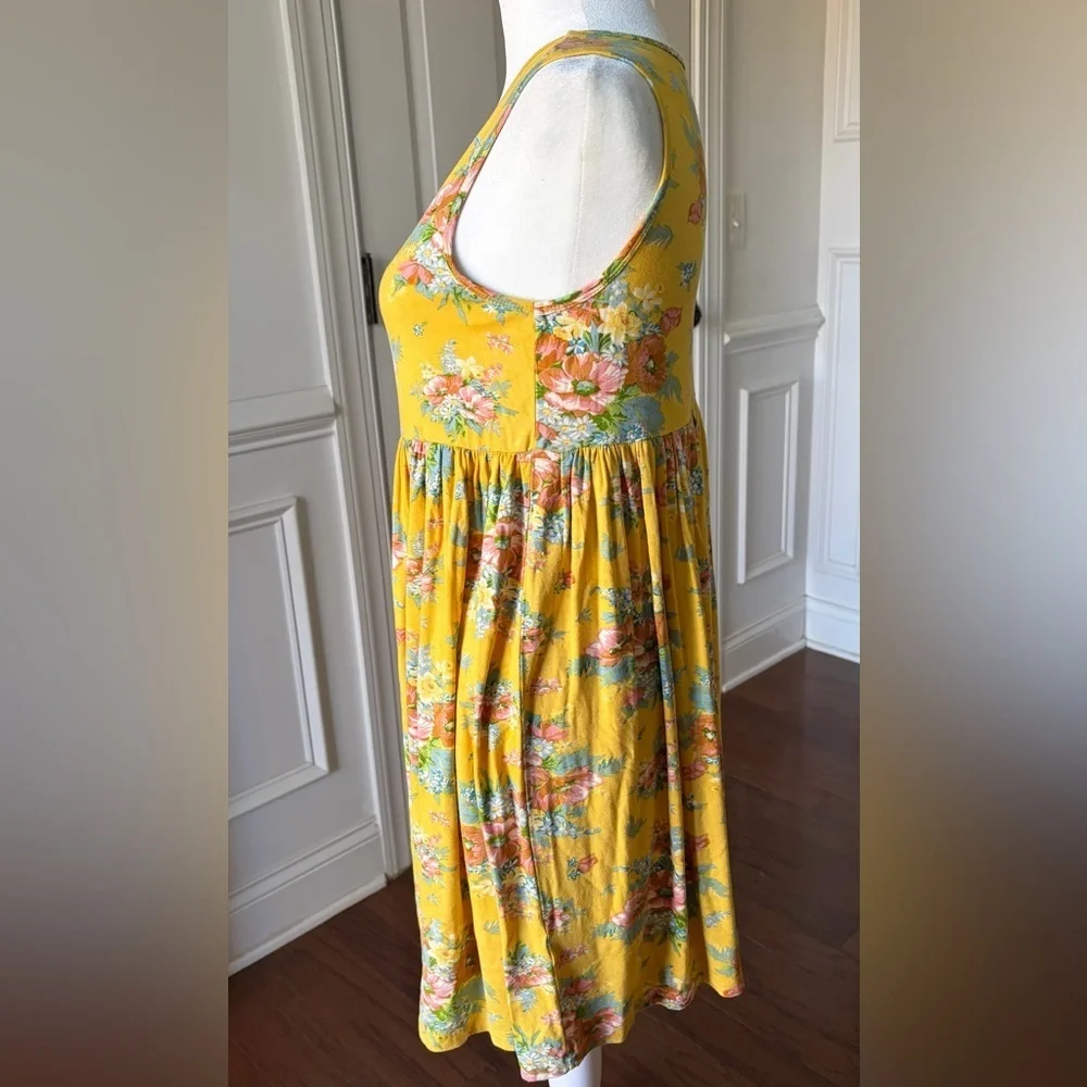 April Cornell Girls Yellow Floral Jersey Sundress Size 11/12